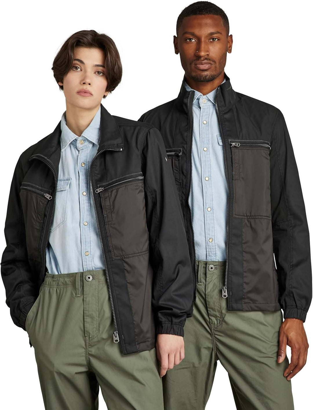 G-Star RAW Herren Unisex Fabric Mix Overshirts S Schwarz (Dk Black D20160-a790-6484), S Schwarz (Dk