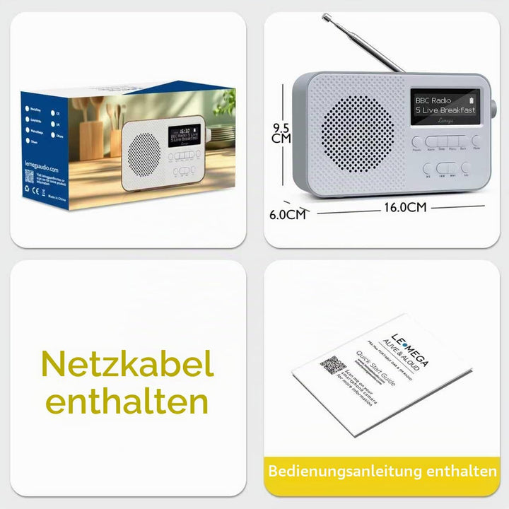 LEMEGA PR2 Max DAB/DAB+ Digitalradio mit Bluetooth,Tragbares UKW-Radio mit 10 Stunden Akkulaufzeit,D