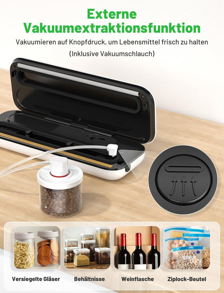 Vakuumiergerät 75kpa mit Digitales Display, Glasscheibe Vakuumierer sous vide mit Eingebauter cutter