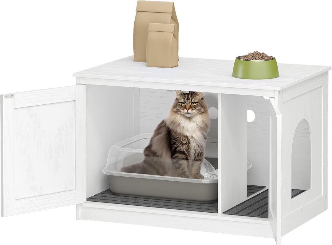 Hzuaneri Katzenklo Schrank, Katzenschrank, Katzentoilette mit Herausnehmbarer Trennwand, Katzenhaus,