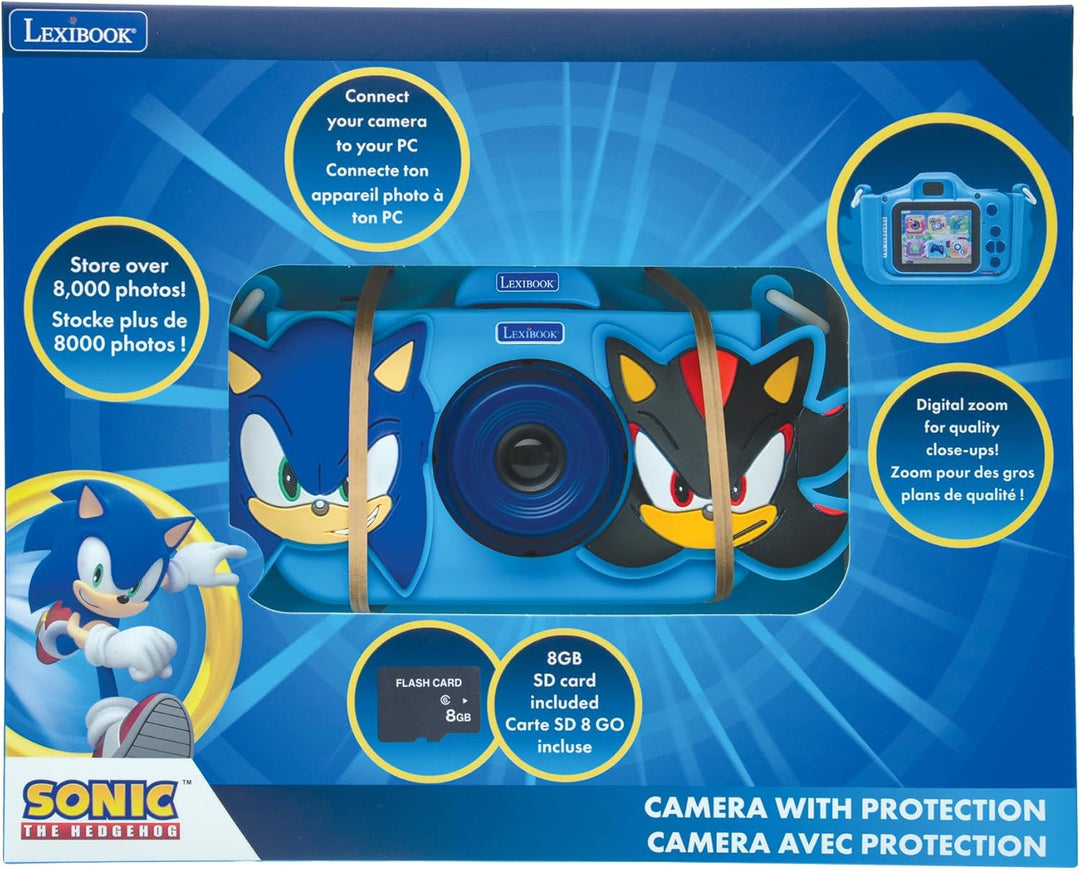 Lexibook, Sonic The Hedgehog, 4-in-1 Kinderkamera mit Schutz, Foto-, Video-, MP3- und Spiel-Funktion