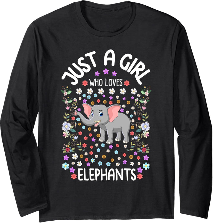 Just a Girl Who Loves Elephants Cute Floral Gift Langarmshirt