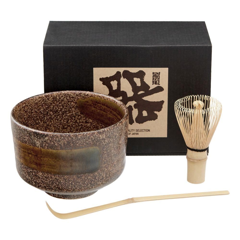 Matchaschale Set URUSHI aus Japan in Geschenkbox Matcha Schale Ø 11 cm, H 8 cm inkl. Bambus Besen un