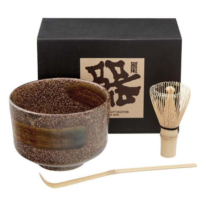 Matchaschale Set URUSHI aus Japan in Geschenkbox Matcha Schale Ø 11 cm, H 8 cm inkl. Bambus Besen un