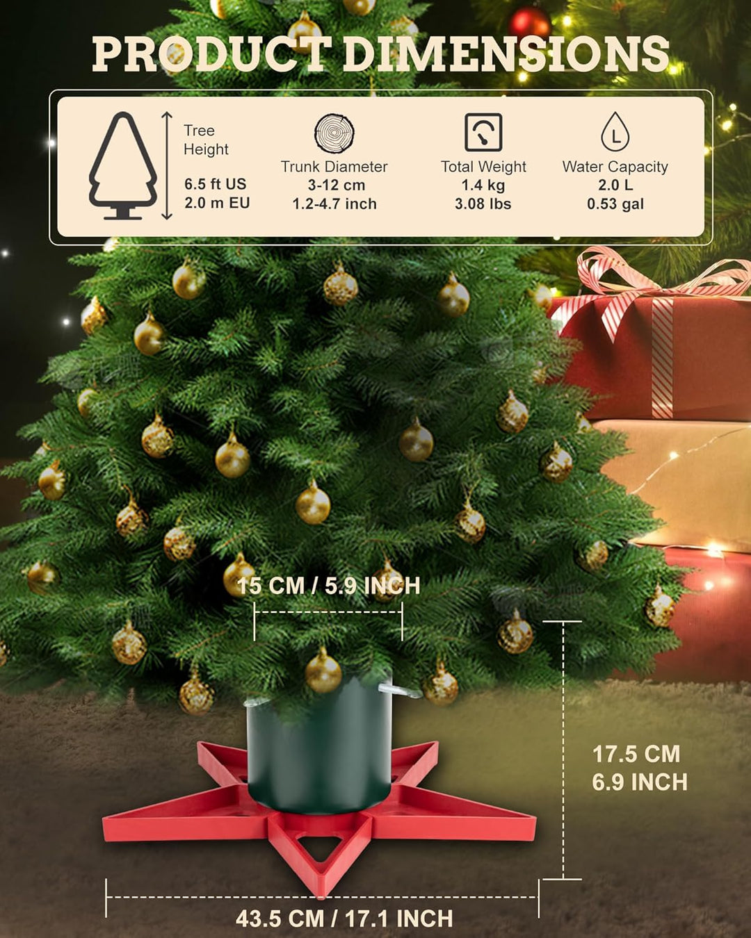 PUDO Christbaumständer Weihnachtsbaumständer Tannenbaumständer mit Wassertank: Baumständer Weihnacht