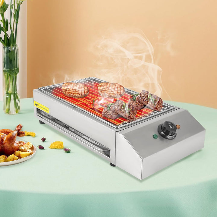 2600W Elektrischer Grillkocher Tischgrill Elektrisch Barbecue Elektrogrill mit Abnehmbares Edelstahl