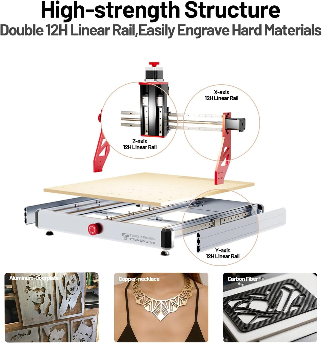 Twotrees TTC450 Ultra 500W CNC Fräsmaschine, 800W Frässpindel, 20W Lasermodul, M1 Staubabsaugung, CN