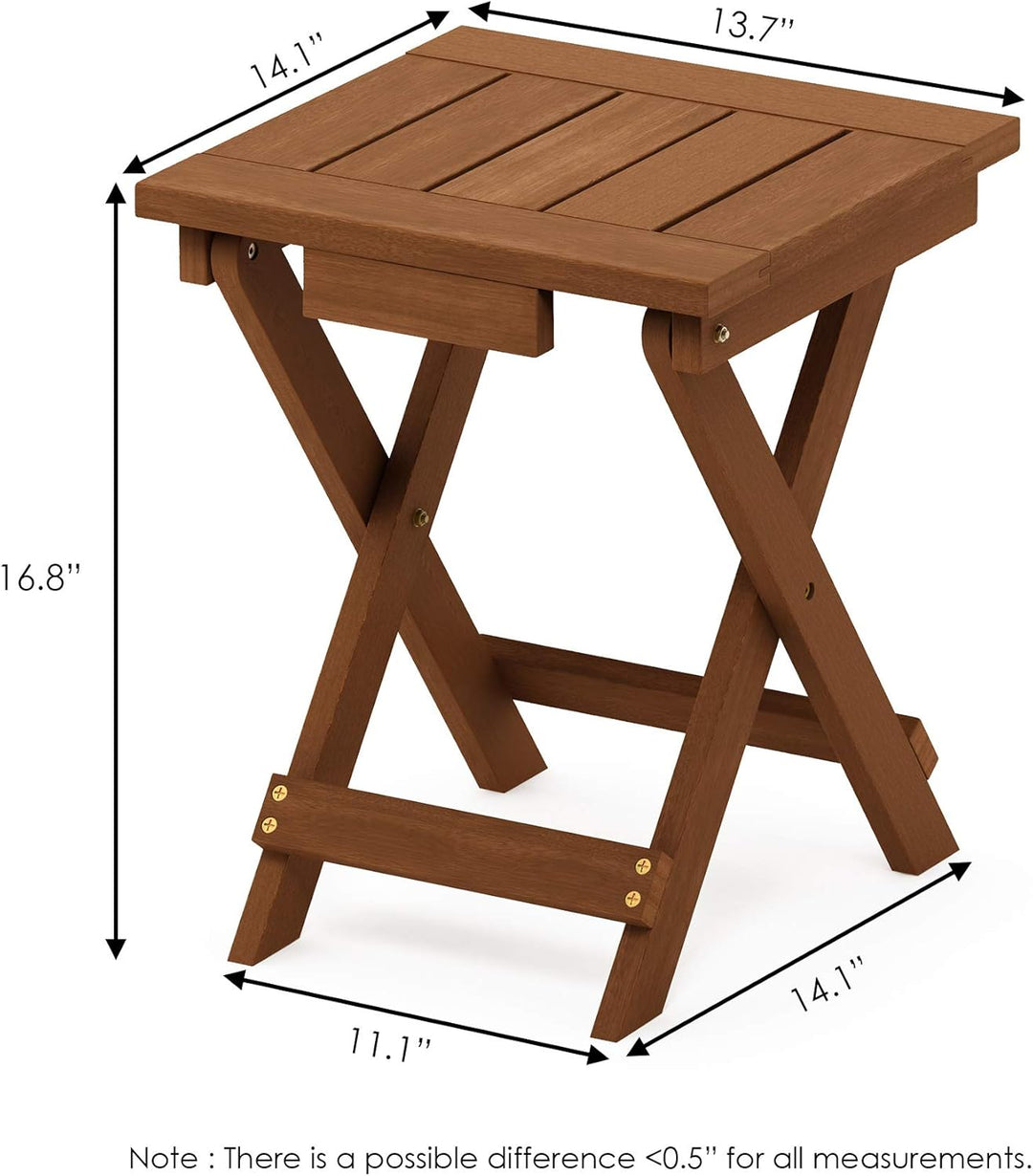 Furinno Tioman Outdoor Klapptisch aus Teaköl, Natur, 34.8 x 35.81 x 42.67 cm Holz Klein, Holz Klein