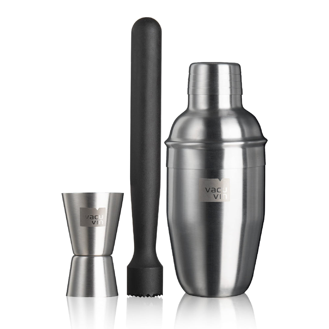 Vacu Vin 7889362-USA, Edelstahl, 3-teilig Cocktail-Set, silber Standard, Standard