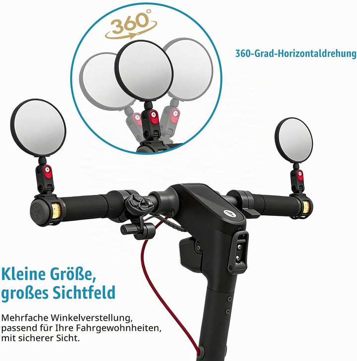 Scooter Rückspiegel Scooter, Einstellbarer Rückspiegel Für E-Scooter, Elektroroller-Zubehör, Kompati