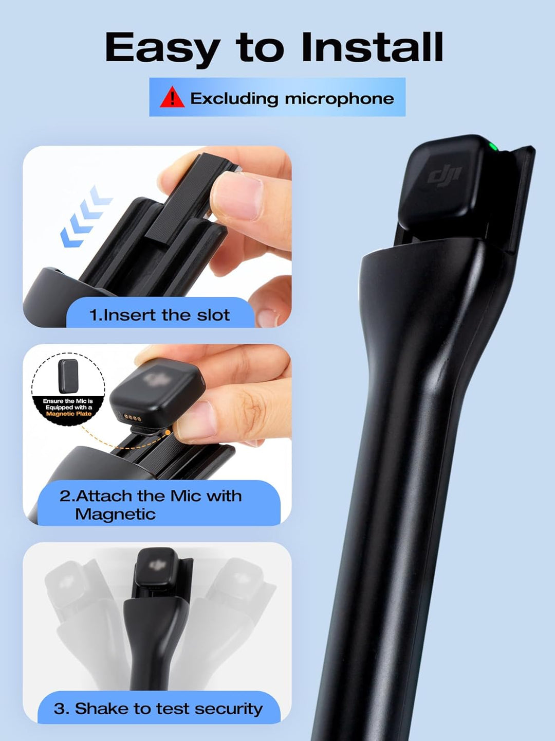 SUNMON Magnetischer kabelloser Mikrofonhalter für DJI Mic Mini, Mikrofonständer für DJI Mic1/2, trag