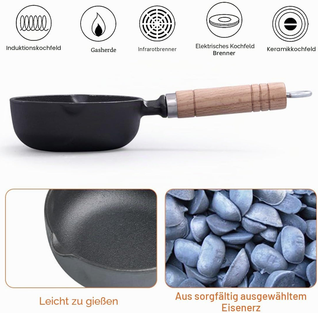 HyzaPhix Sossentopf Gusseisen BBQ Grill Zubehör, Marinadenpinsel Gusseisen Topf für Grill, Grill Sau