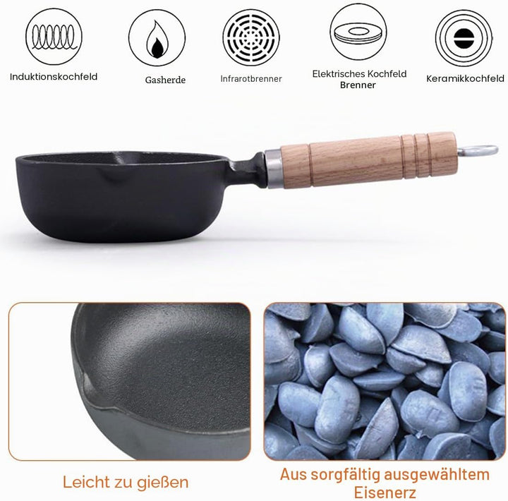 HyzaPhix Sossentopf Gusseisen BBQ Grill Zubehör, Marinadenpinsel Gusseisen Topf für Grill, Grill Sau
