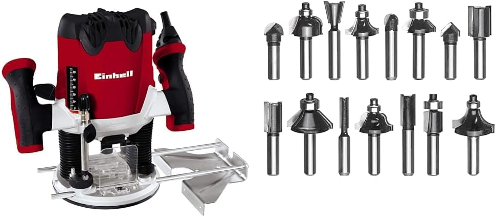 Einhell Oberfräse TE-RO 1255 E (1200 W, Spannzange Ø 6 und 8 mm, 55 mm Hubhöhe, elektronische Drehza