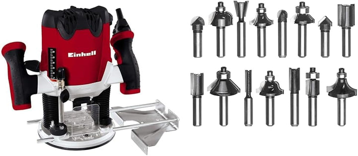 Einhell Oberfräse TE-RO 1255 E (1200 W, Spannzange Ø 6 und 8 mm, 55 mm Hubhöhe, elektronische Drehza