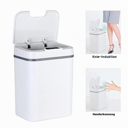 Automatischer Mülleimer Berührungsloser Infrarot-Bewegungssensor-Mülleimer 12L (Weiss), Wei&amp;