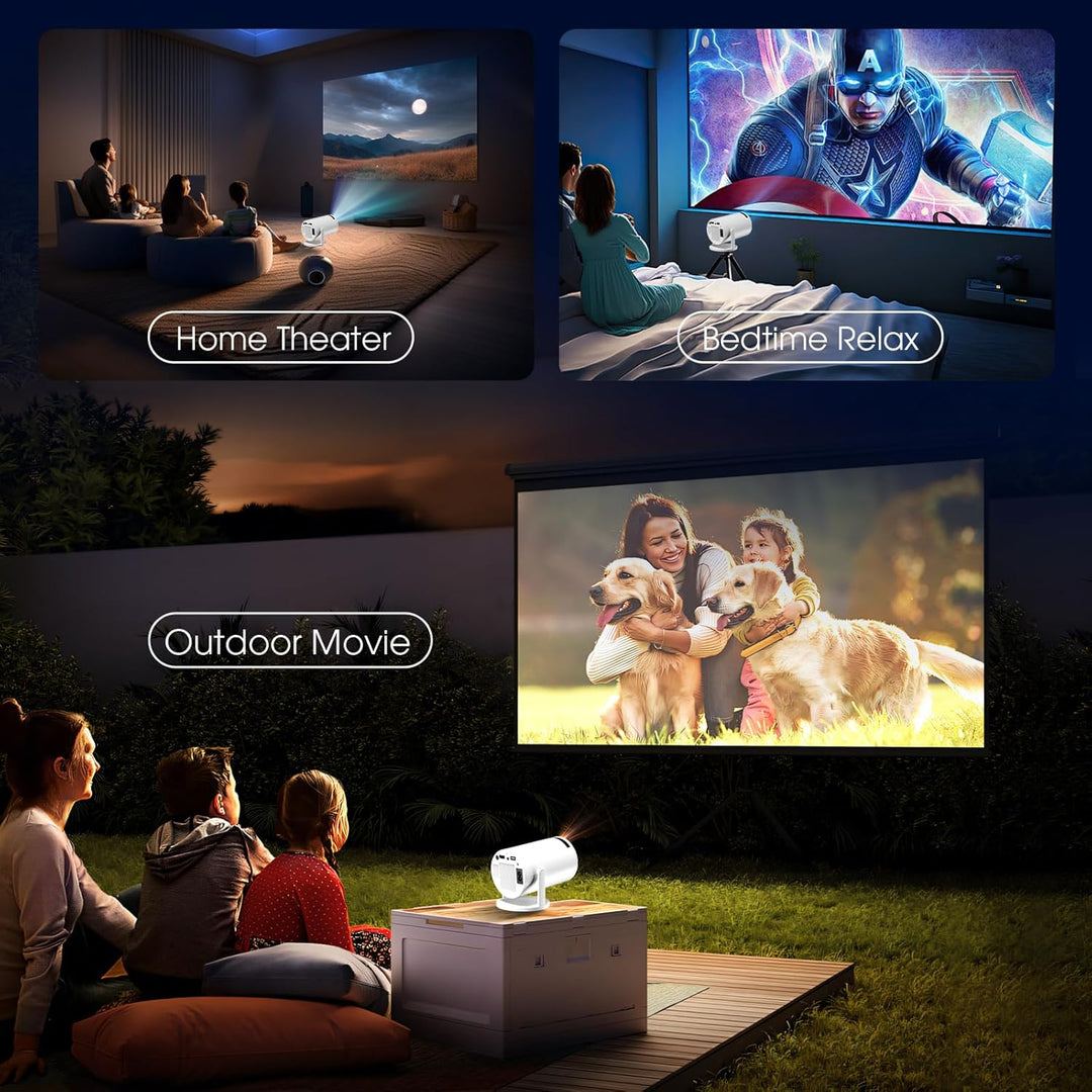 [Bulit-in App] Mini Beamer 1080P FHD 4K 2024 Projektor Dual Control mit Maus Android TV Auto Keyston