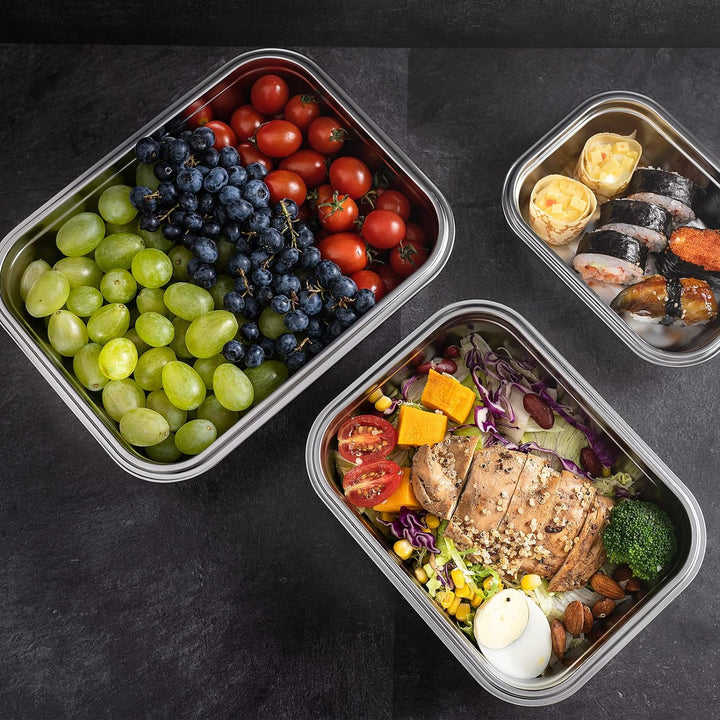 GENICOOK Frischhaltedosen aus Edelstahl /Luchbox mit luftdichtem Deckel 3er Set / Meal Prep Vorratsd