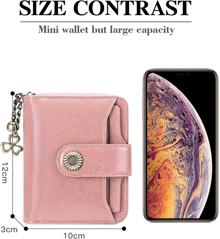 SENDEFN Geldbörse Damen Klein,Geldbeutel Frauen Echtes Leder,mit Münzfach Kleines Zipper Brieftasche