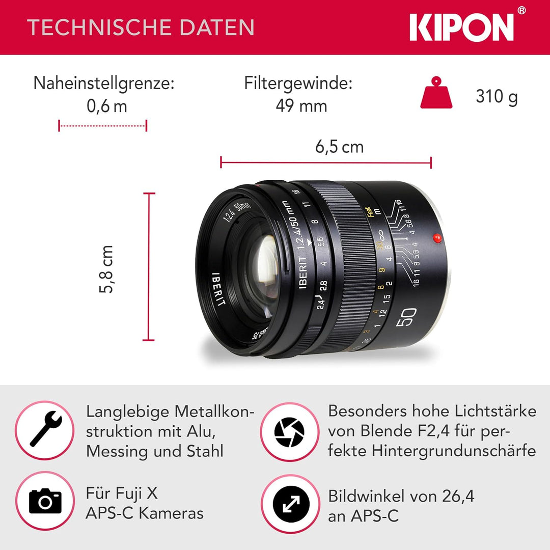 Kipon Iberit 50/2,4 Vollformat Fuji X