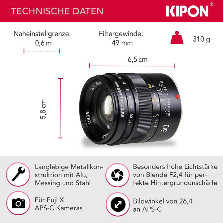 Kipon Iberit 50/2,4 Vollformat Fuji X