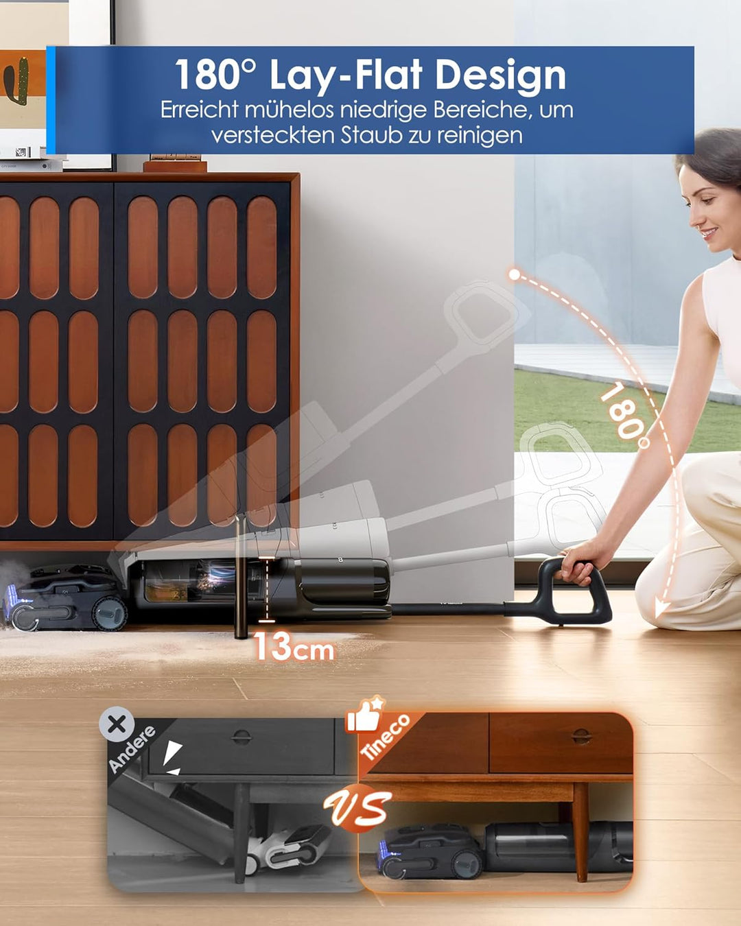 Tineco FLOOR ONE S7 Stretch Steam Nass Trockensauger 160 °C HyperSteam Dampfreiniger, 80 Min Laufzei