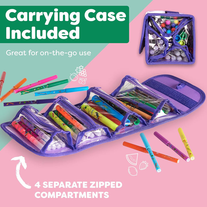 Duftstifte Set mit Mäppchen - Stifte Set für Kinder - Filzstifte mit Früchte Geruch - extra viel Pla