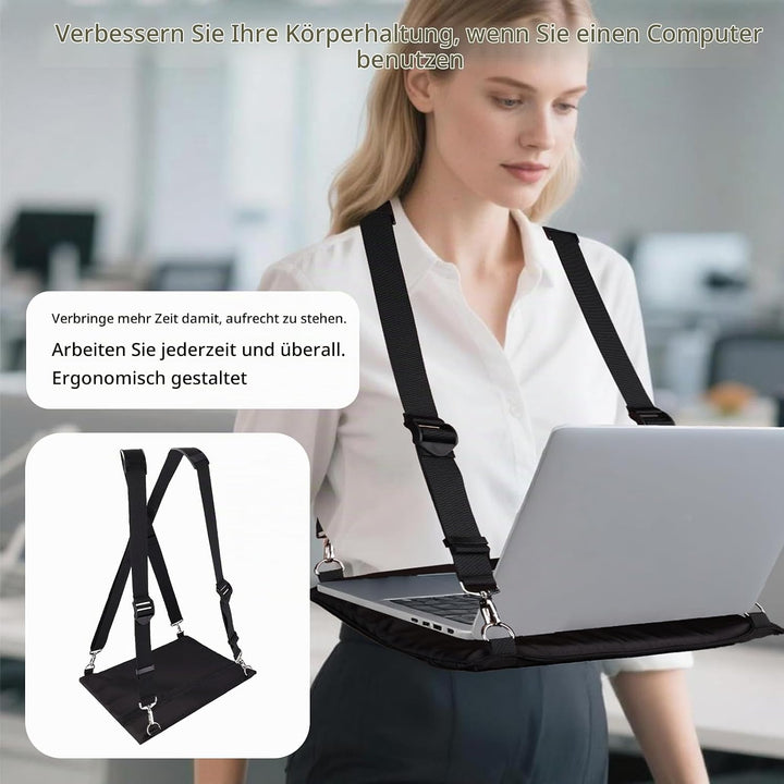 Tragbarer Laptop Tragegurt, Verstellbarer Laptopständer mit Ergonomischen Gurten für 40,6 cm Laptops