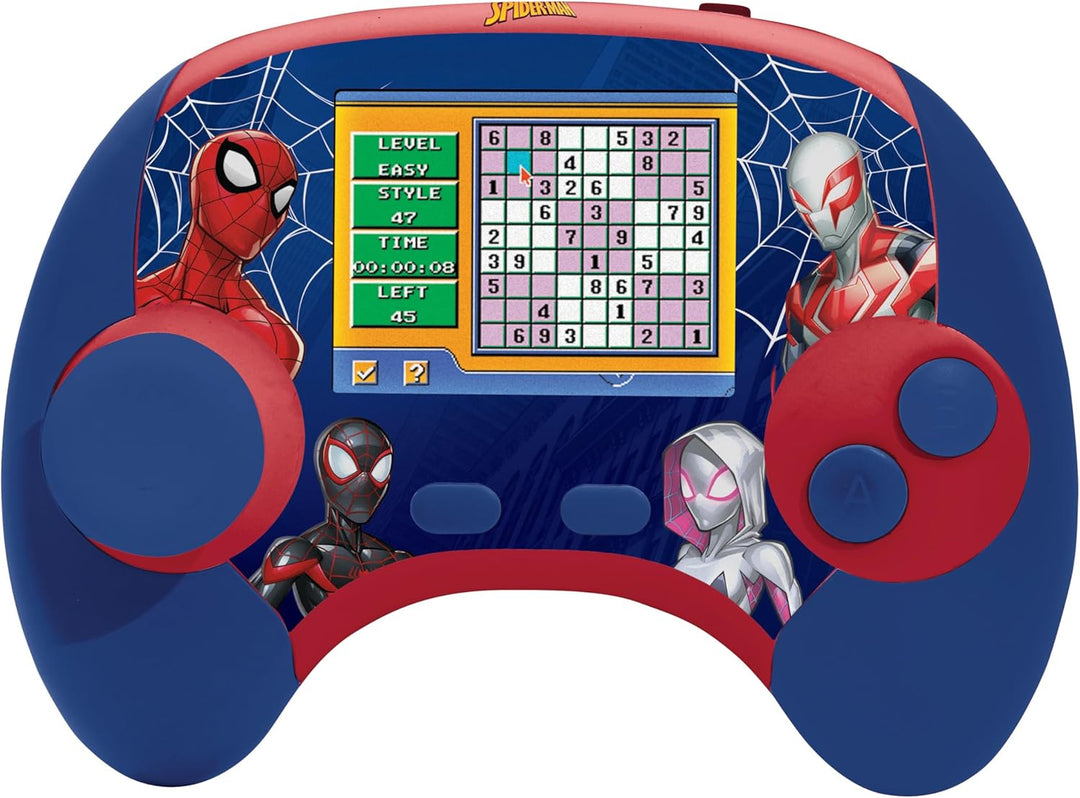 LEXIBOOK - Console éducative bilingue Français/anglais - Spiderman, écran LCD 2,8 pouces - bleu/roug
