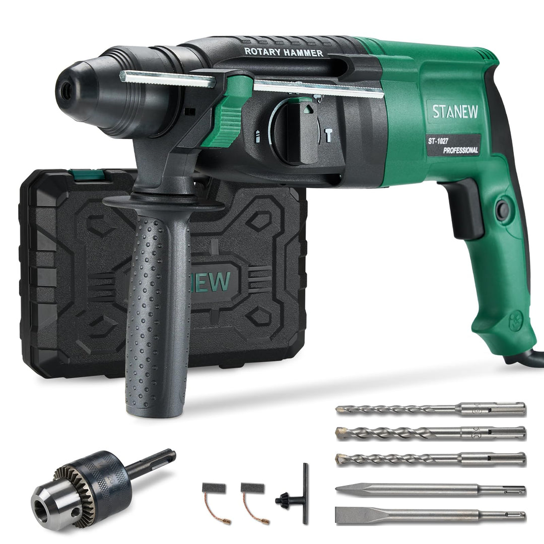 STANEW Bohrhammer 950 W SDS Plus, 0–1150 U/min/5100 BPM, Bohrmaschine mit 4 Funktionen & Sicherheits