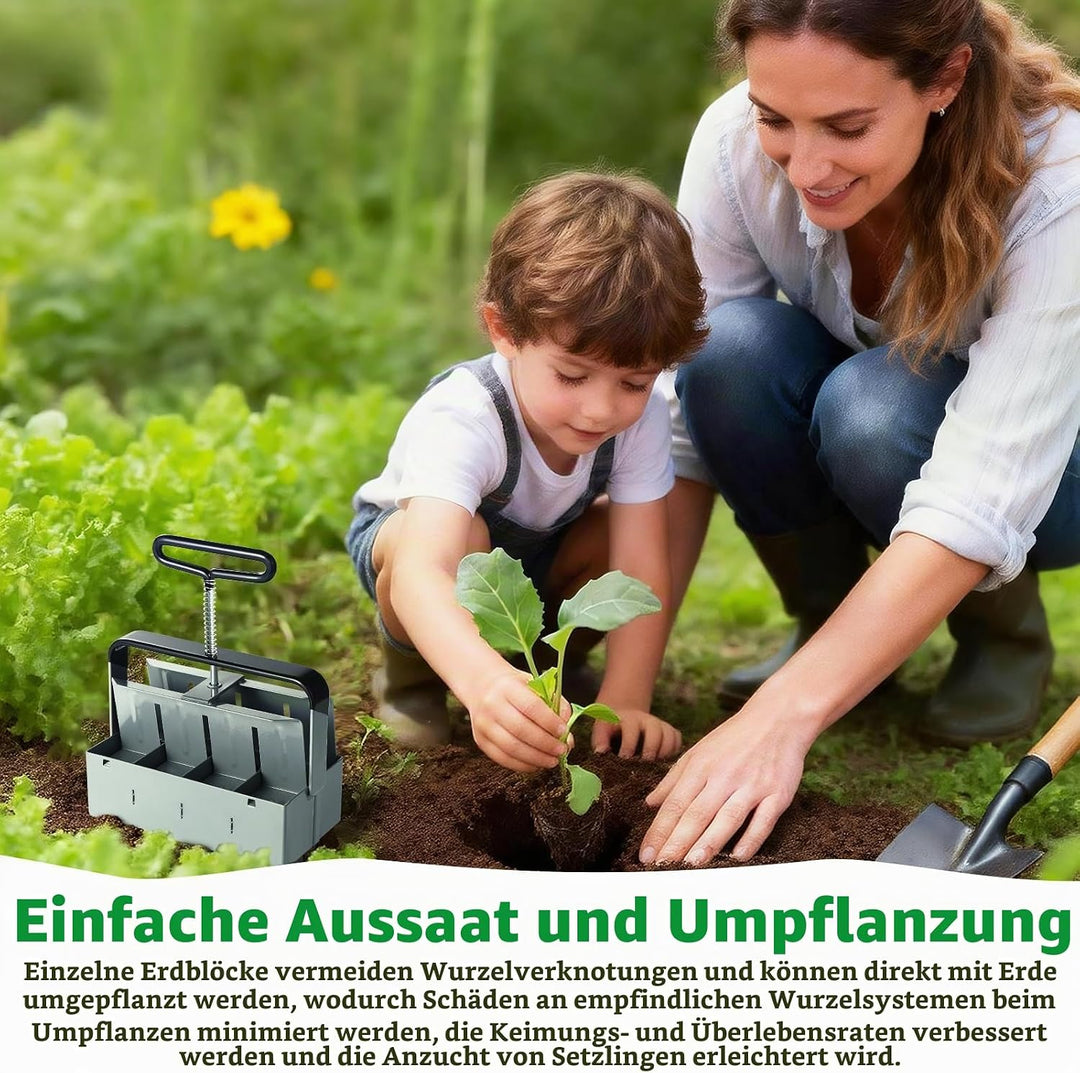 Manuelle Erdballenpresse Anzucht, für 8 Soil Block von 5x5x5cm, Handgehaltener Bodenblocker mit Säma