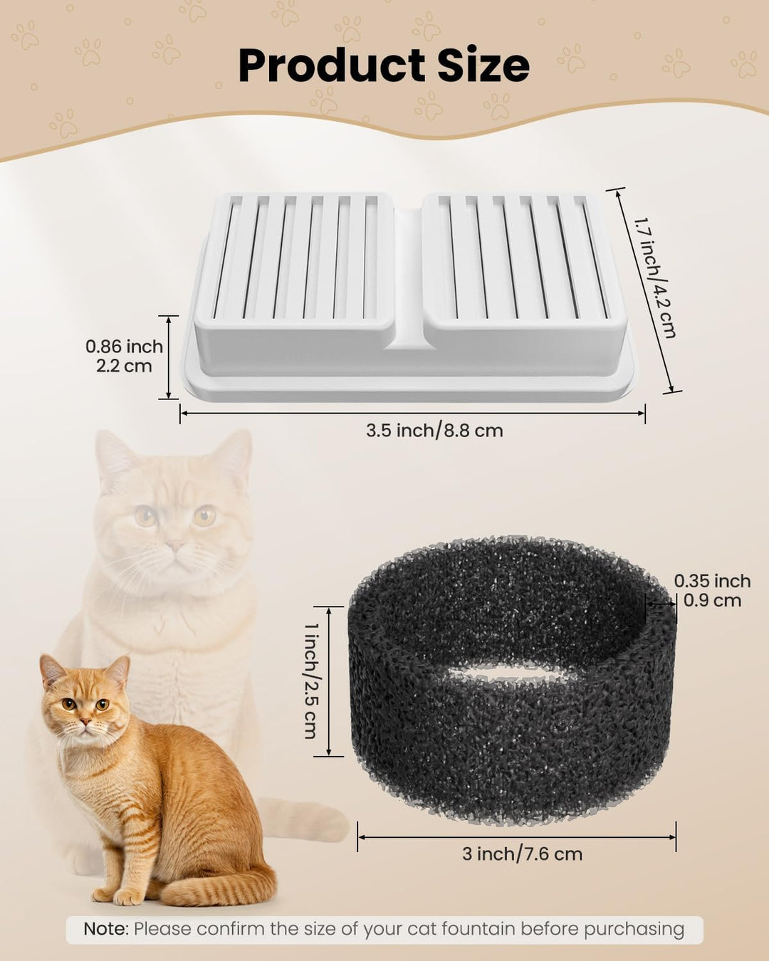 PawPoll 12 Stück Filter für PW-D01 Katzenbrunnen, 6 Stück Filter + 6 Stück Schaumstofffilter für Tri