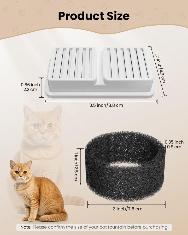 PawPoll 12 Stück Filter für PW-D01 Katzenbrunnen, 6 Stück Filter + 6 Stück Schaumstofffilter für Tri