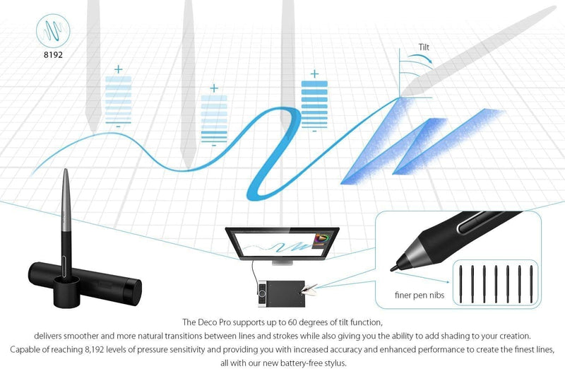 XP-PEN Deco Pro M Grafiktablett 11"x6" Zeichentablett mit Touchpad Stift-Tablett mit 8192 Druckstufe