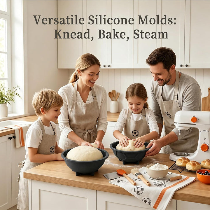 VINATO 3 in 1 Halbkugel Silikonform 2 Stück Brotformen zum Backen Silikon Backform mit Sockel Antiha