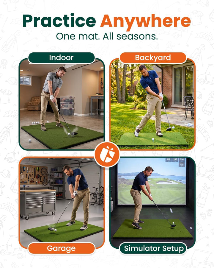 Golf-Schlagmatte für Indoor und Outdoor, Golf-Trainingsmatte mit Tragegurt, 10 PU-Golfbällen und 9 T