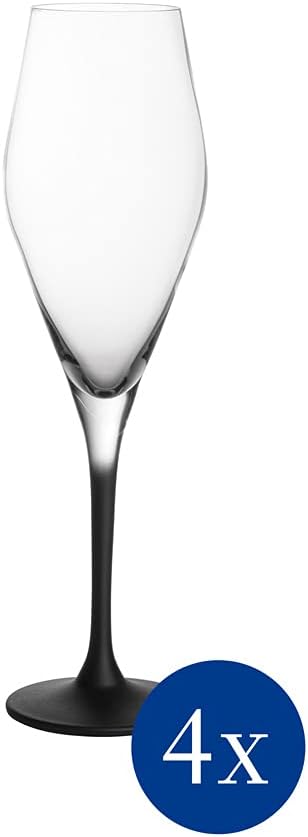 Villeroy & Boch - Manufacture Rock, Champagnerglas-Set, 4-teilig, 260 ml, Kristallglas, transparent/