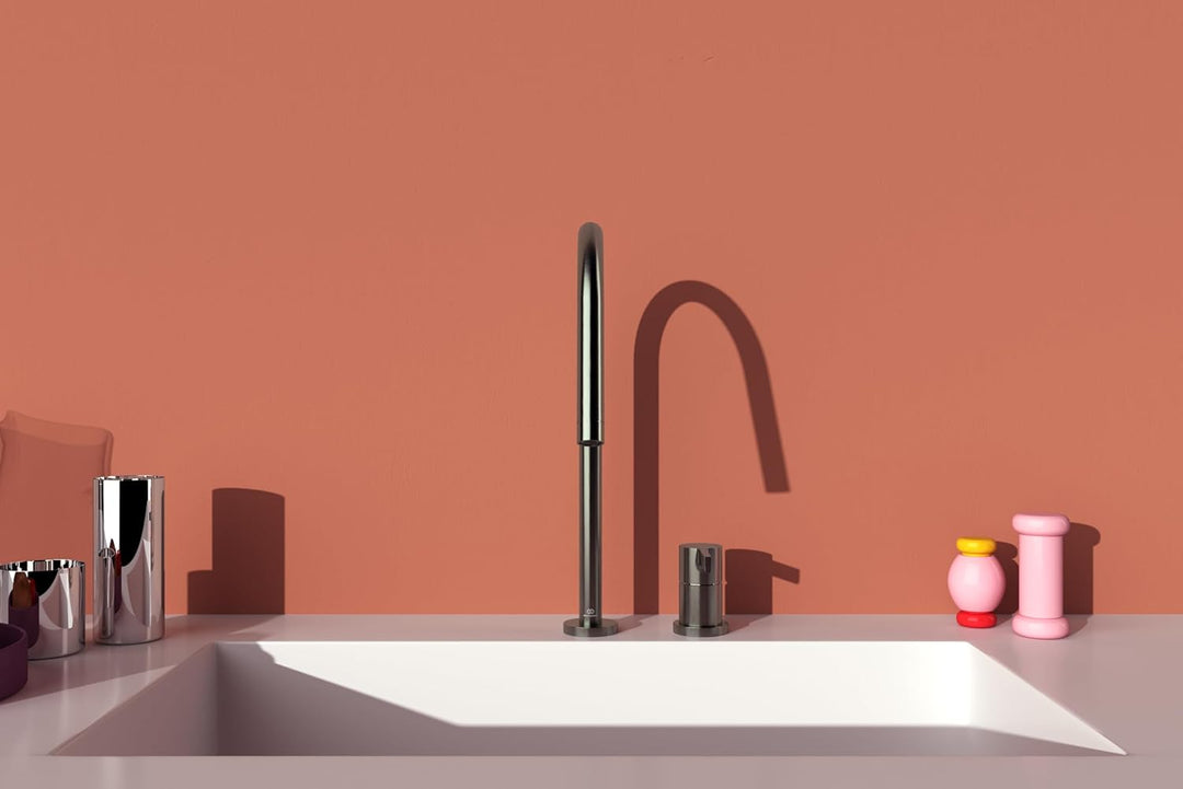 Ideal Standard – Gusto 2-Loch Küchenarmatur, Hoher Auslauf mit zylindrischem Querschnitt, mit FirmaF