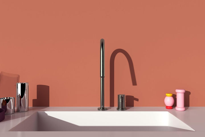 Ideal Standard – Gusto 2-Loch Küchenarmatur, Hoher Auslauf mit zylindrischem Querschnitt, mit FirmaF