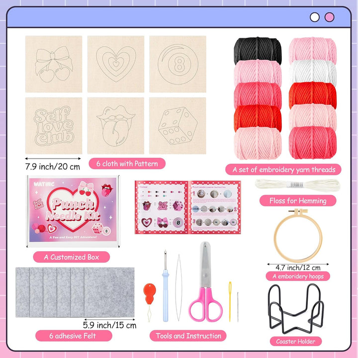 WATINC Punch Needle Untersetzer Kit - 23pcs Easy Art Work Decor Handwerk Versorgung für Anfänger, DI
