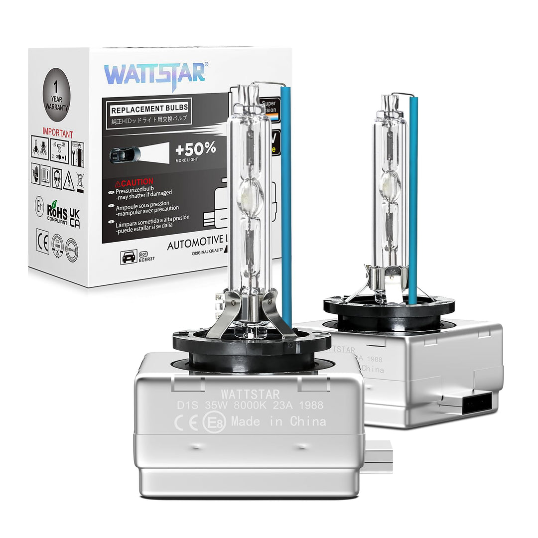 Wattstar Xenon-Scheinwerfer, D1S, 35 W, 8000 K, HID-Lampen, Xenon-Brenner, Lampenwechsel, 2er-Pack.