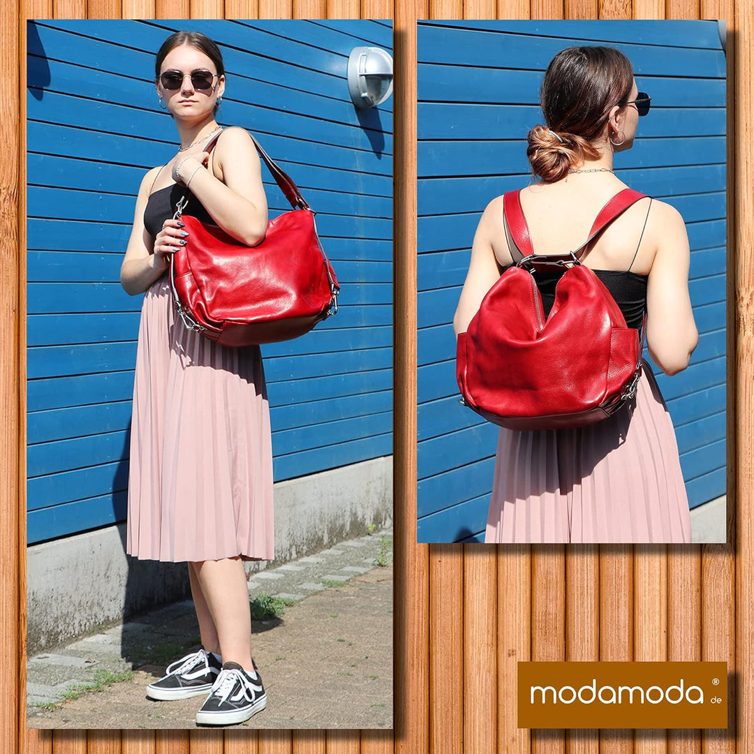 modamoda de - T176 - Rucksack Tasche aus hochwertigem Leder T176 Cognac, T176 Cognac
