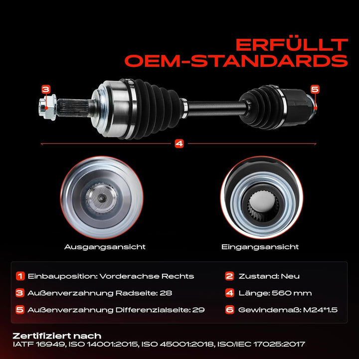 Frankberg Antriebswelle Vorderachse Rechts Kompatibel mit Accord VII CL CN 2.2L 2004-2008 Accord VII
