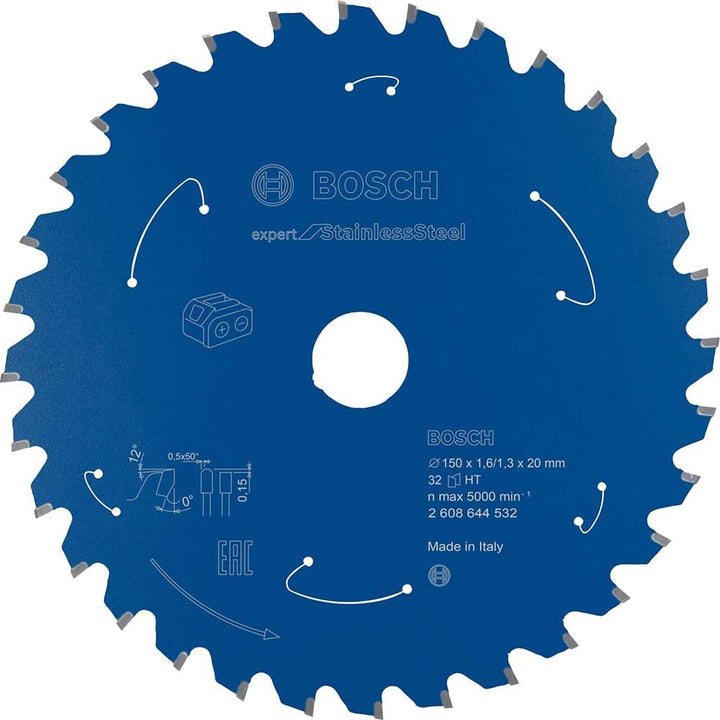Bosch Professional Kreissägeblatt Expert for Stainless Steel (Edelstahl, 150 x 20 x 1,6 mm, 32 Zähne