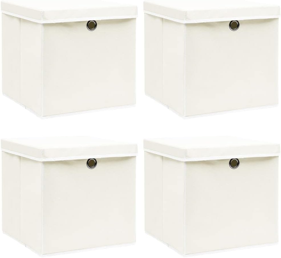 WIFESE 4 Stück Aufbewahrungsbox Mit Deckel 32X32X32 cm Faltbox Mit Fingerloch Storage Boxes Faltbare
