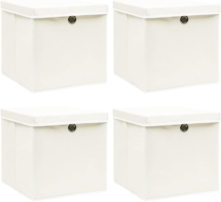 WIFESE 4 Stück Aufbewahrungsbox Mit Deckel 32X32X32 cm Faltbox Mit Fingerloch Storage Boxes Faltbare