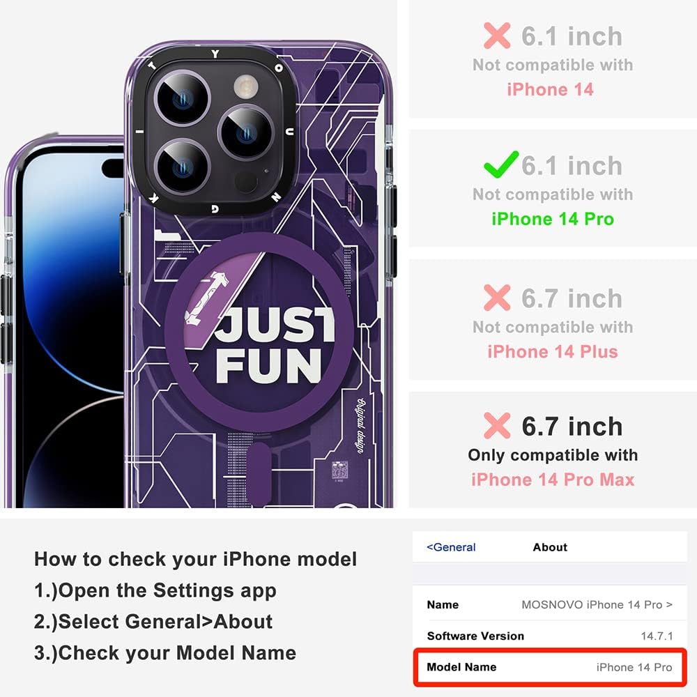 YOUNGKIT für iPhone 14 Pro Hülle, Stossfeste Schutzhülle Magnetisches Kabelloses Laden, Leiterplatte