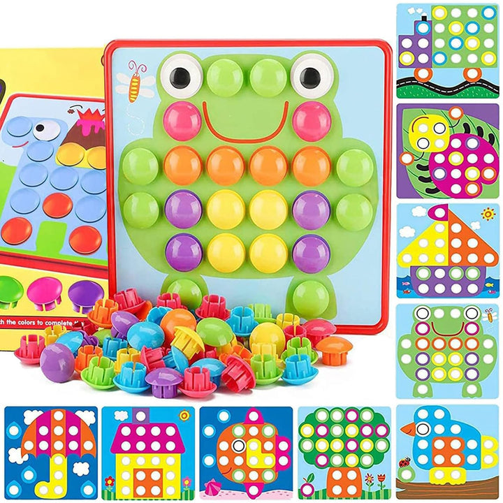 EOGRFW Mosaik Steckspiel für Kinder ab 2 3 4 Jahre, Kinderspiele zum Lernen von Farben, Bunte Stecks