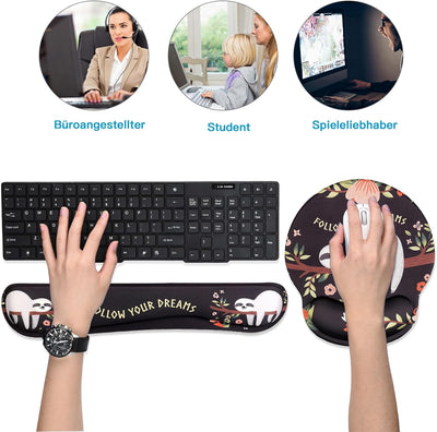 AOKSUNOVA Handballenauflage für Tastatur Maus Handgelenkauflage Ergonomisches Mauspad Set Mousepad m