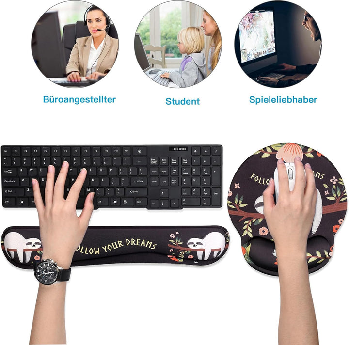 AOKSUNOVA Ergonomisch Mauspad mit Spruch Handgelenkauflage Tastatur Mousepad &amp; Tastatur Handgelenkst